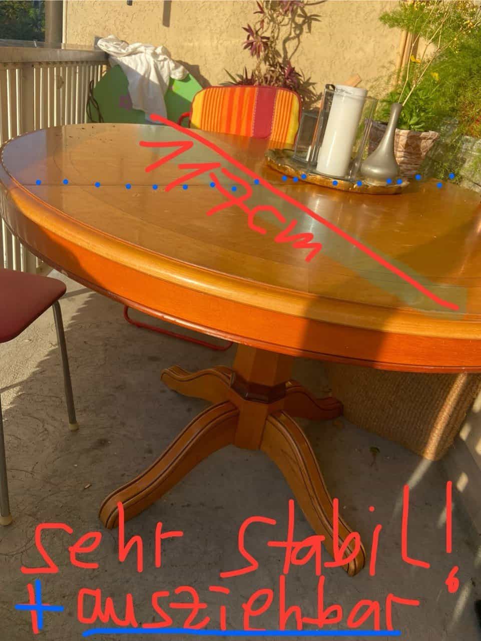 Runder ausziehbarer Esstisch aus Holz (sehr stabil)