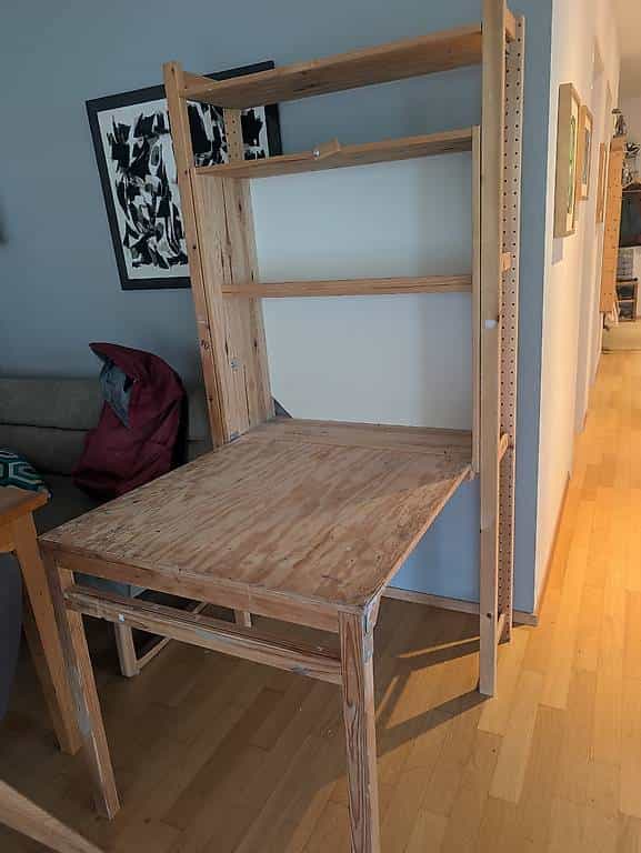 Schreibtisch, klappbar, mit Regal