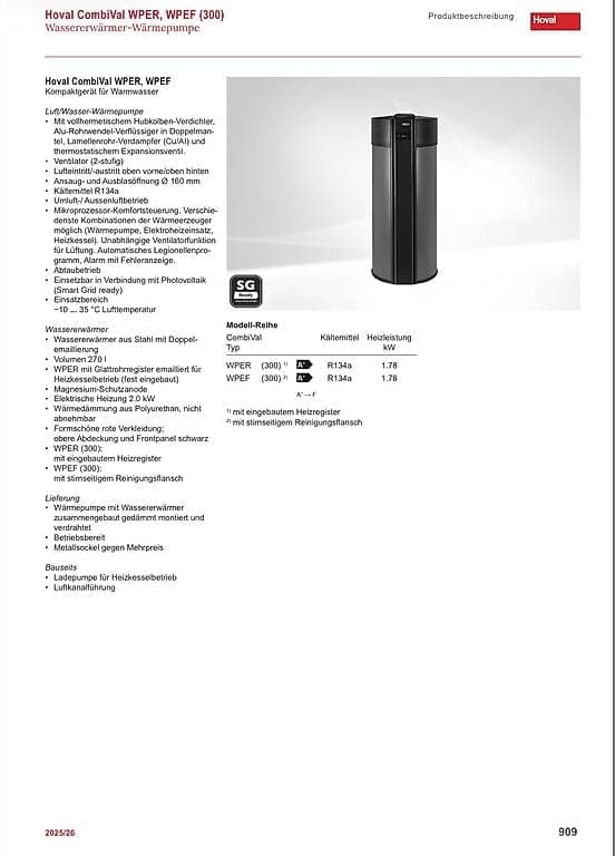 Wärmepumpenboiler Hoval Combival 300 NEU!!