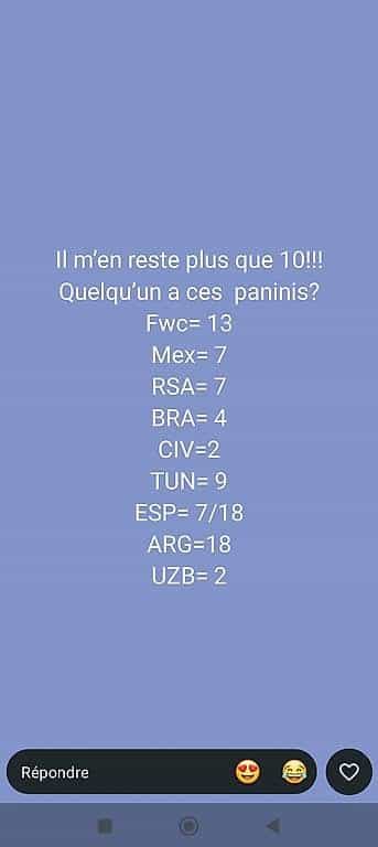 Vignettes Panini 2026 à échanger