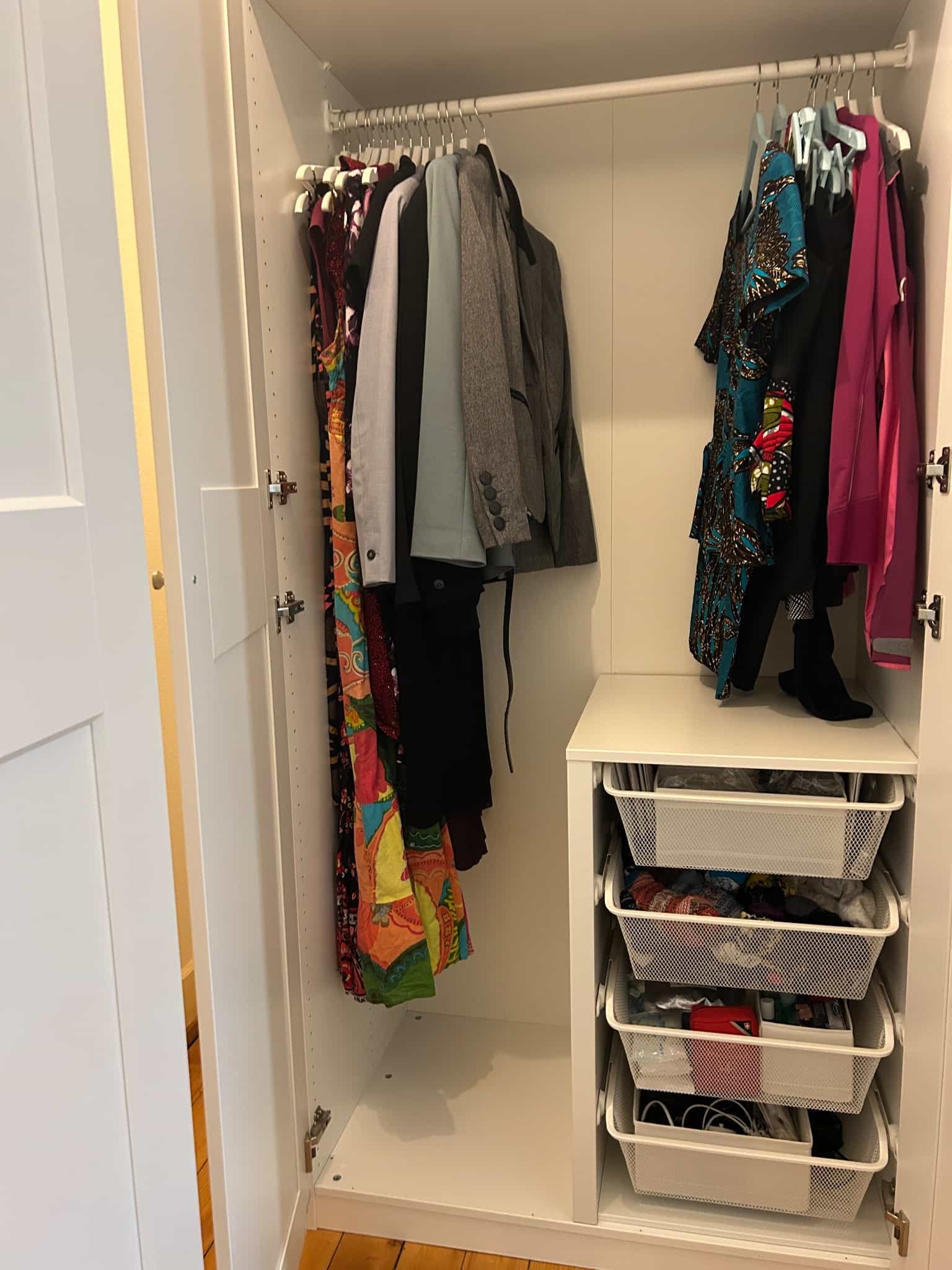 Wardrobe IKEA PAX, white with drawers