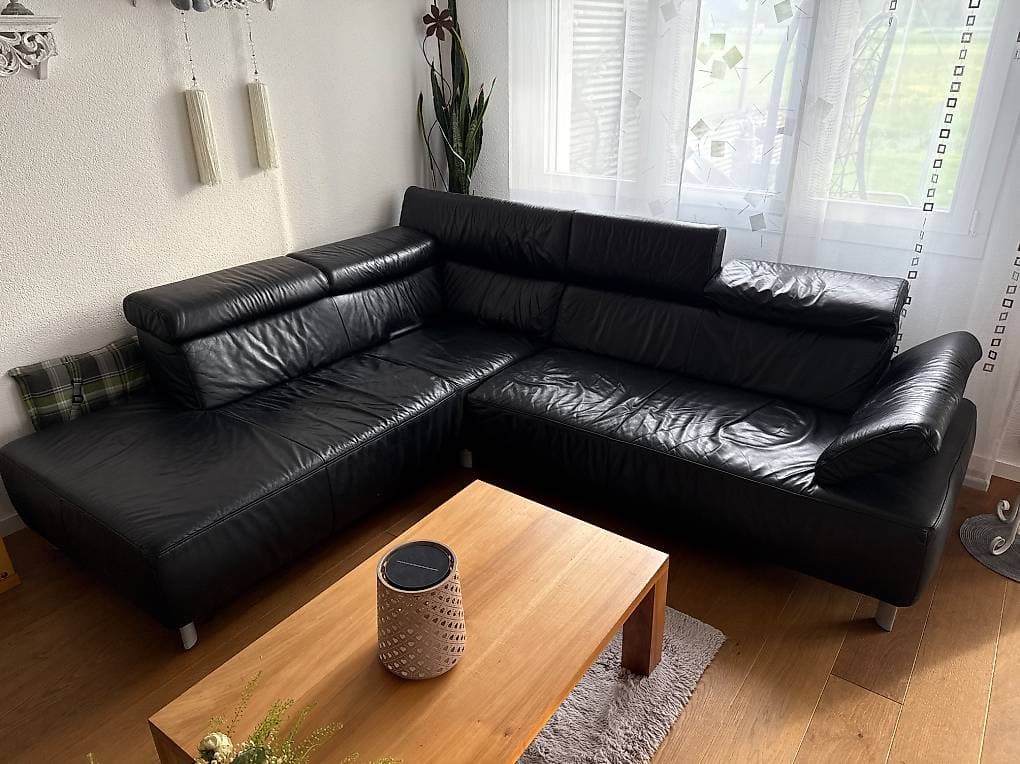 Ledersofa schwarz