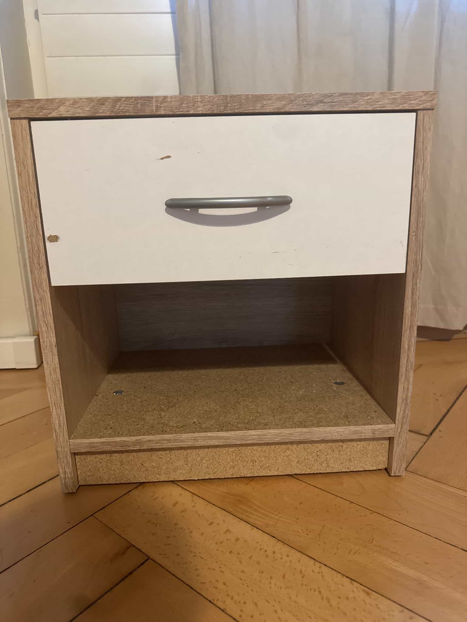 Nachttisch mit Schublade, Holz/weiss