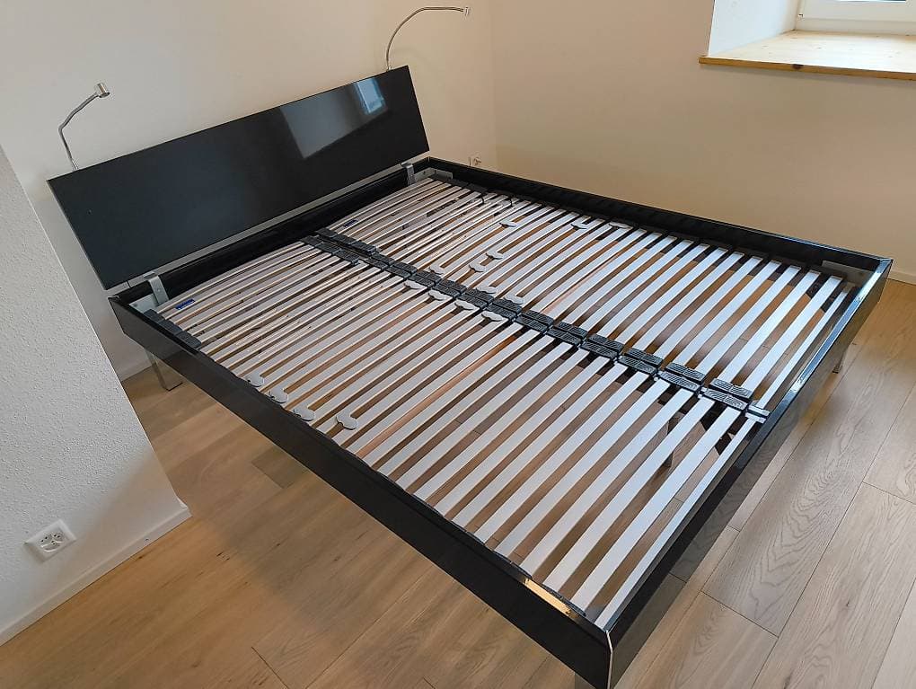 Bett schwarz hochglanz 160x200x16 cm