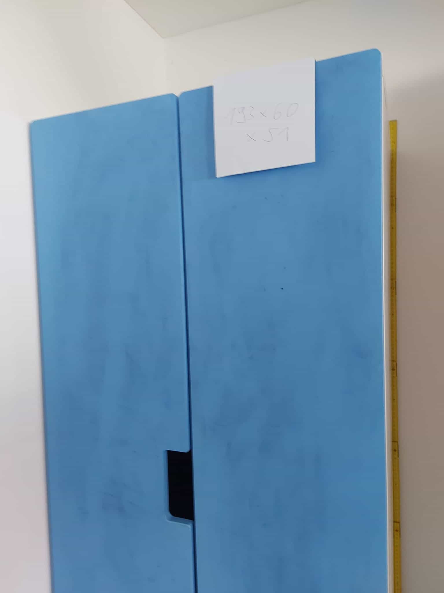 Kinder-Kleiderschrank zweiteilig, hellblau-weiss