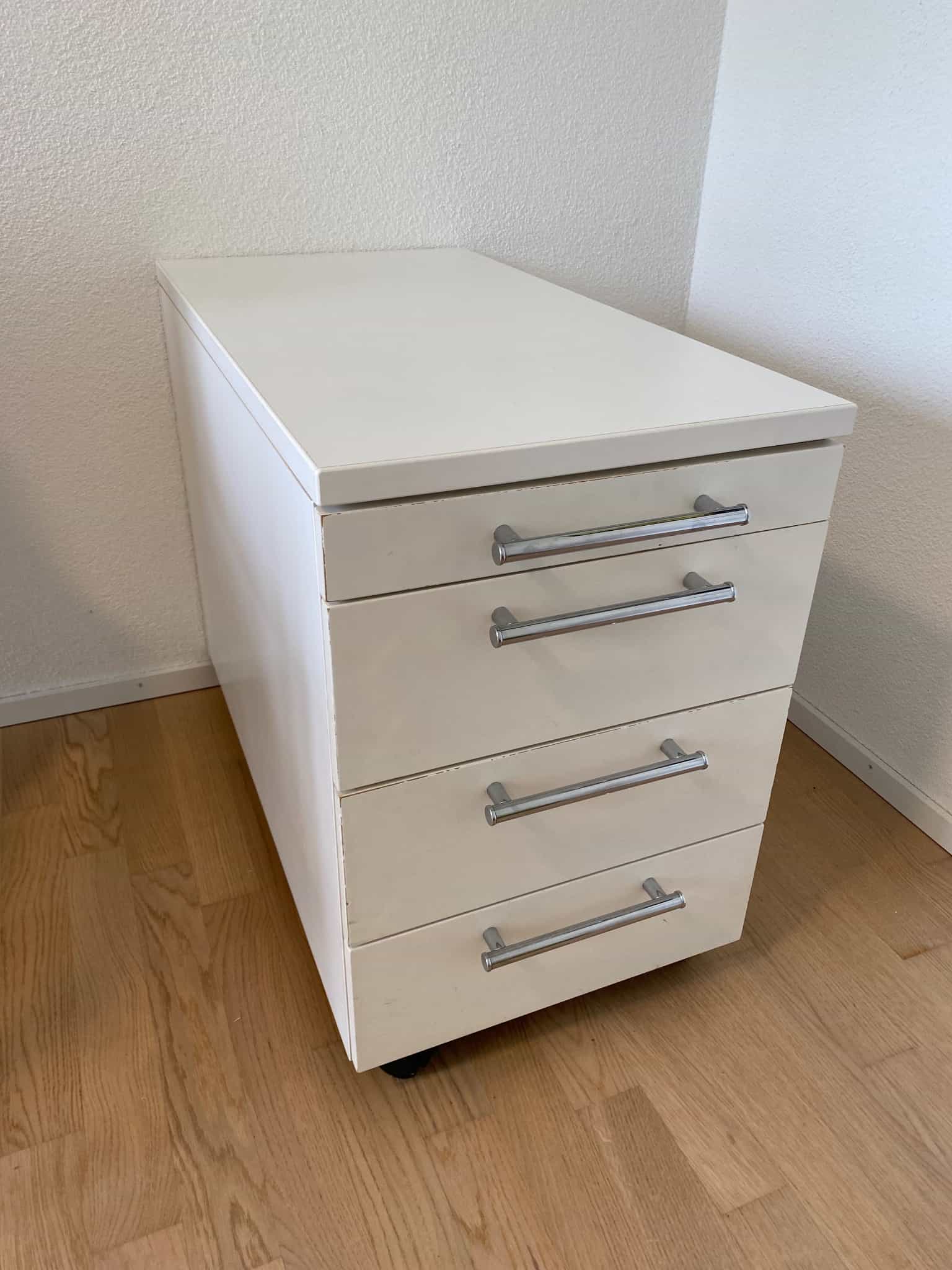 Rollcontainer weiss, 4 Schubladen