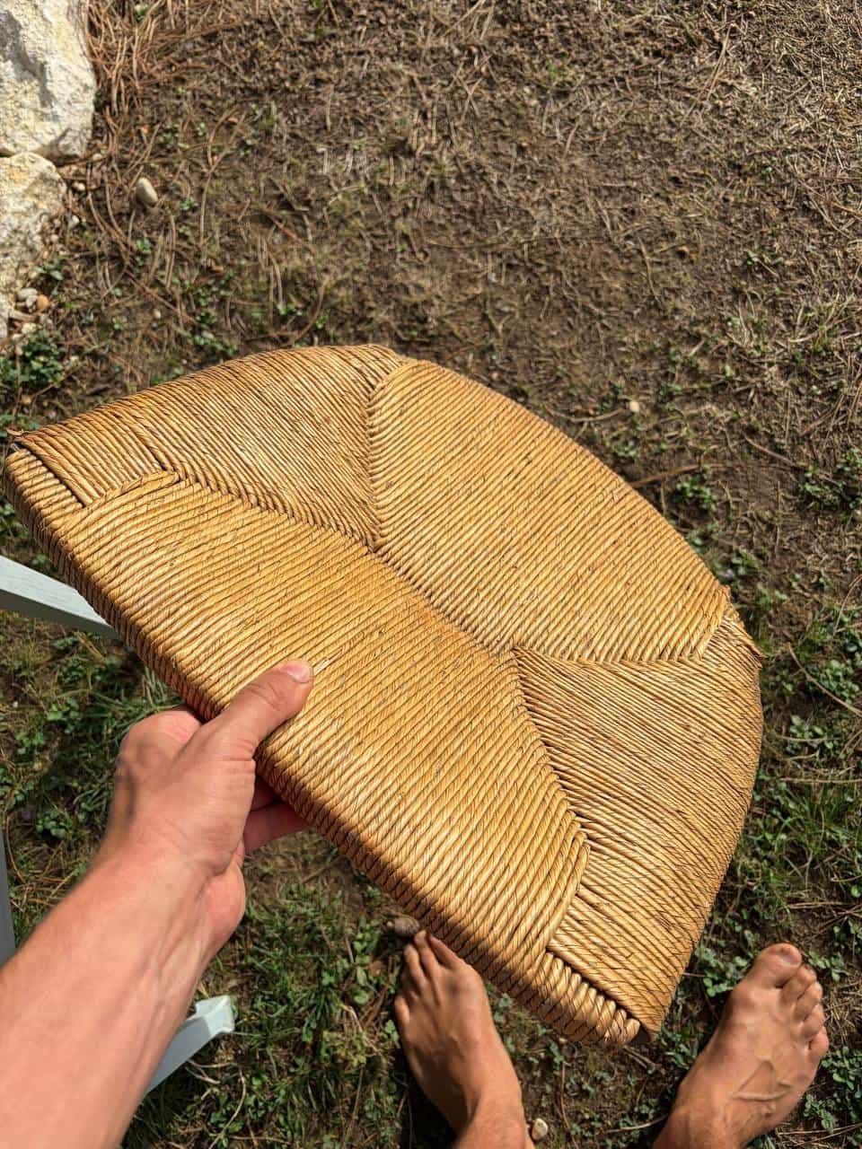 Vintage Gartenstuhl mit Flechtmatte