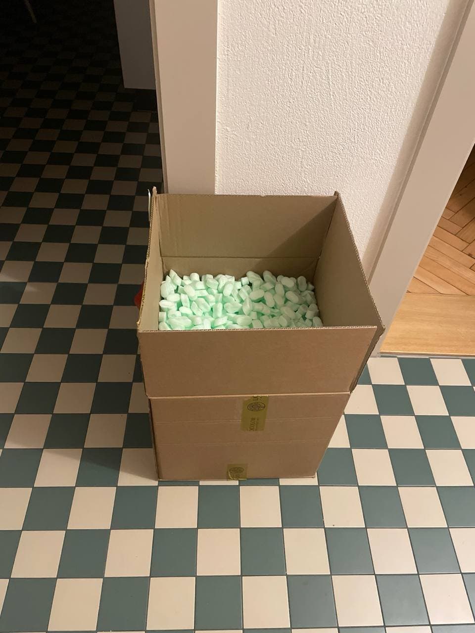Karton mit Verpackungsmaterial