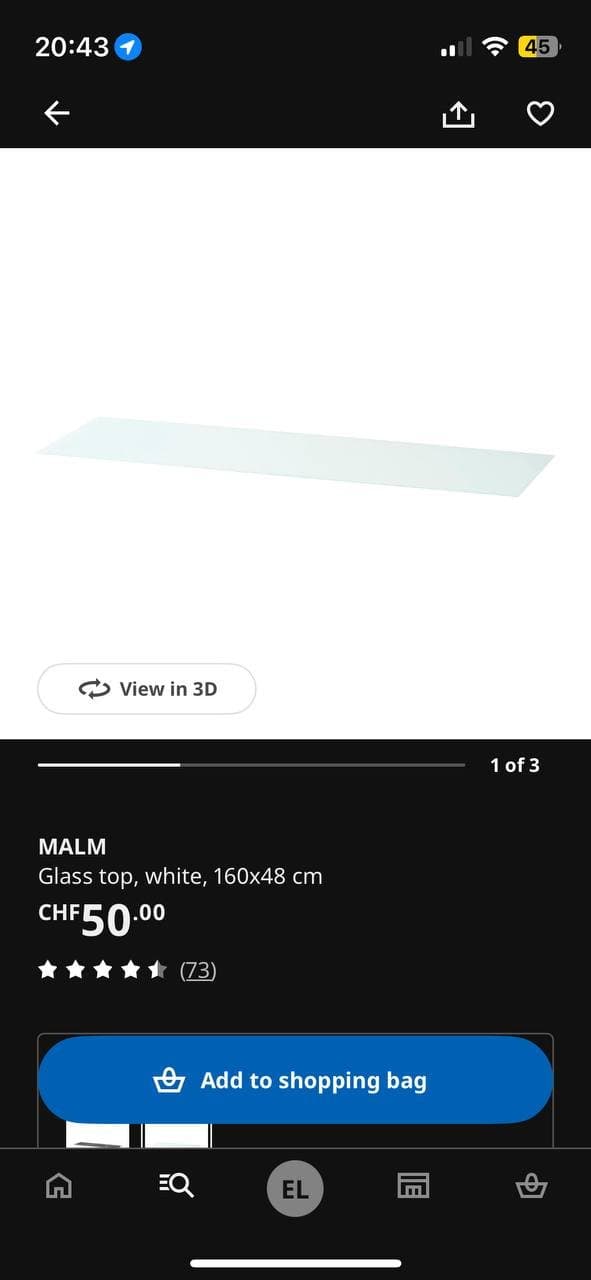 MALM Glastischplatte weiß