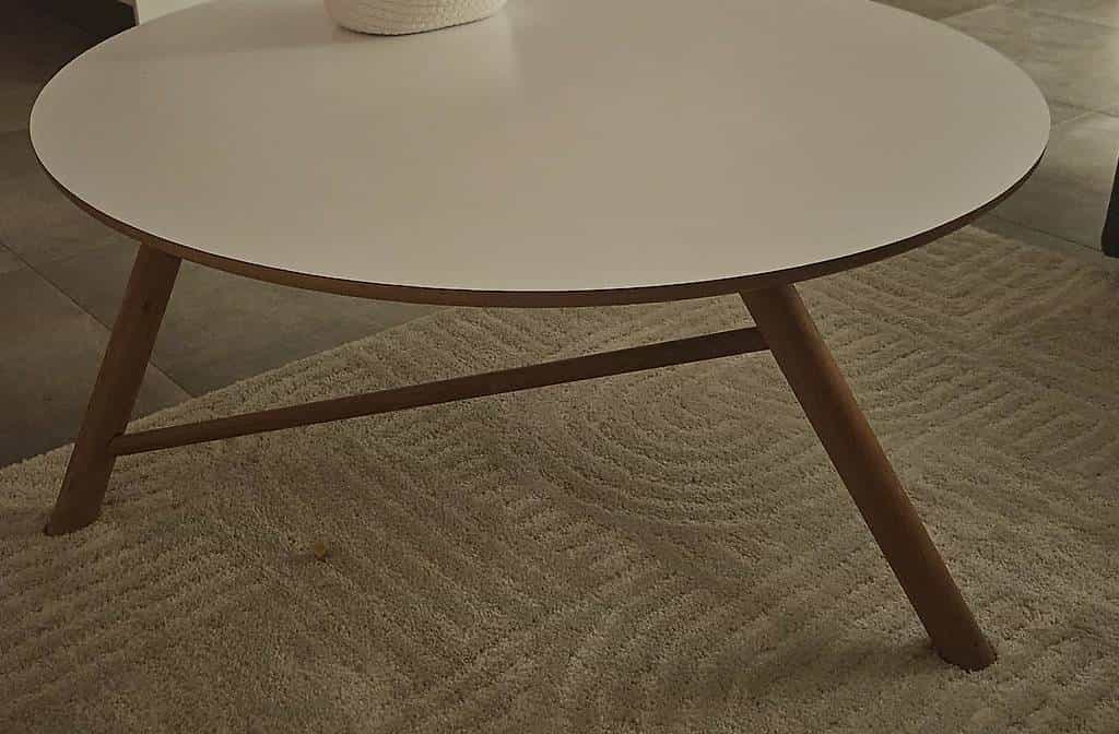 Table blanche et bois 90cm