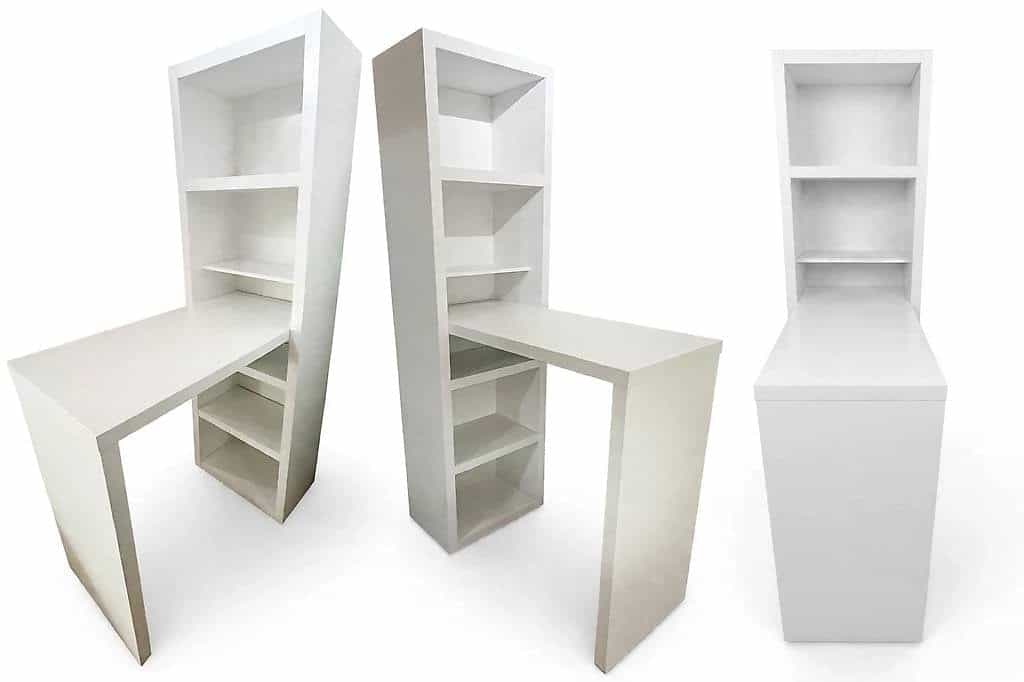 Meuble Bar Cuisine - Table haute + rangements - Blanc