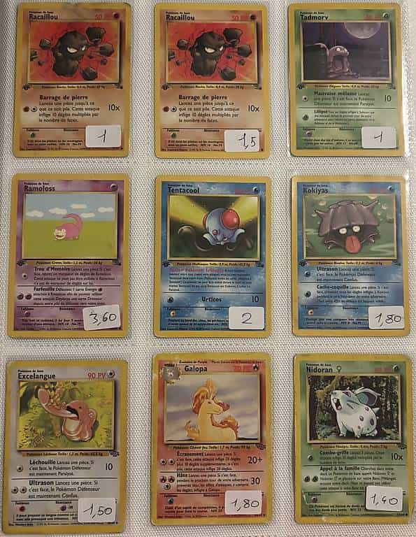 Anciennes cartes pokémons 1999 WIZZARDS