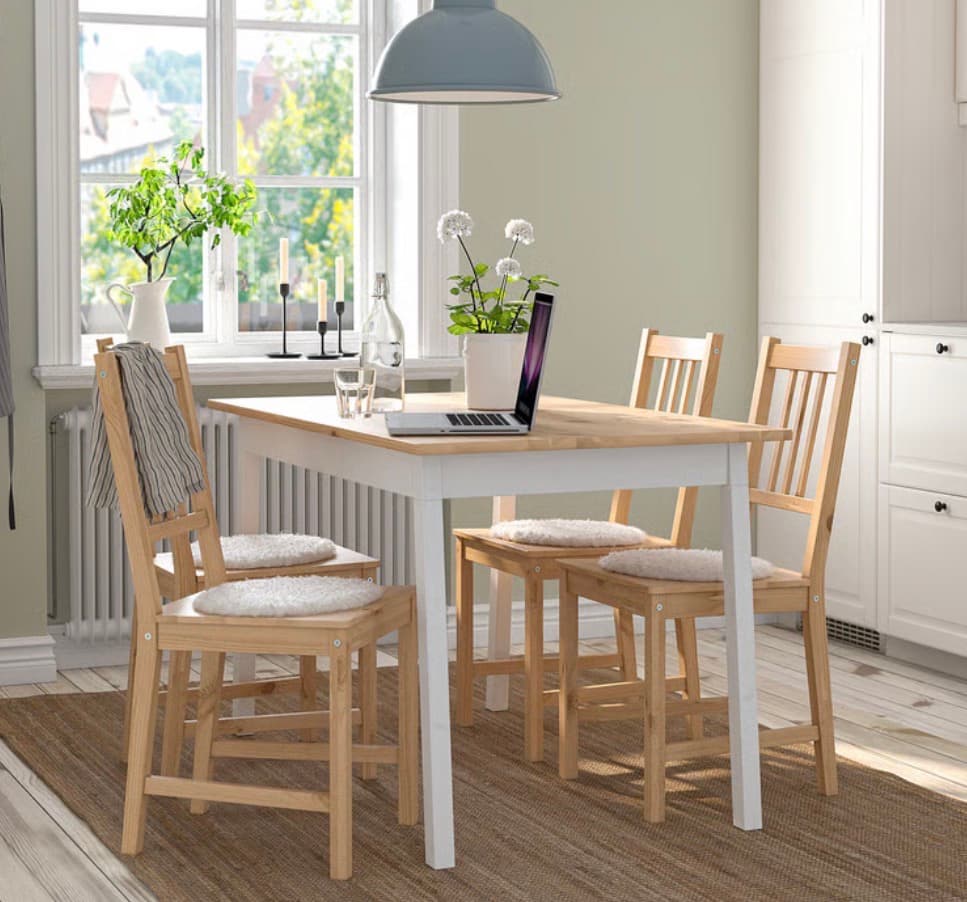 IKEA PINNTORP Tisch + 4 Stühle - hellbraun/weiss - guter Zustand