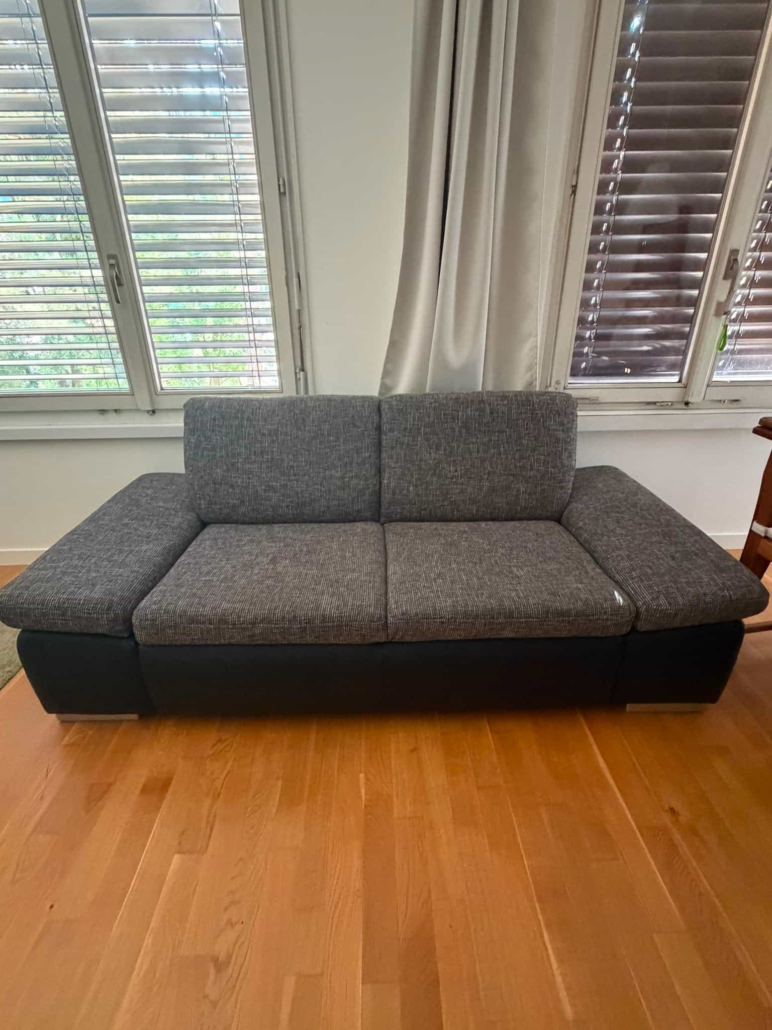 Sofa grey and black fabric, 2/3 seat