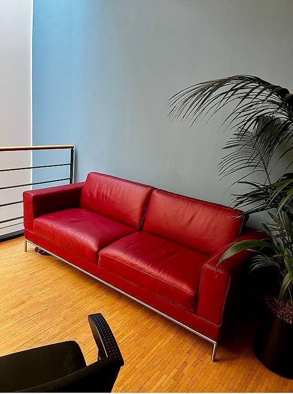 Sofa Leder rot / Divano in pelle rosso