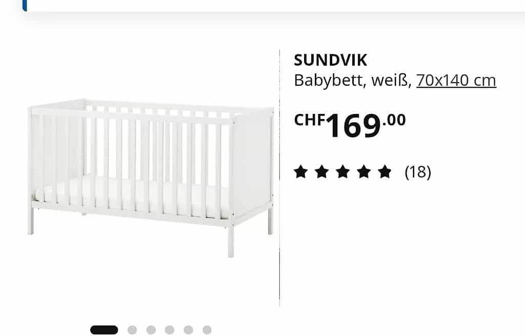 GRATIS SUNDVIK Babybett, weiß, 70x140 cm