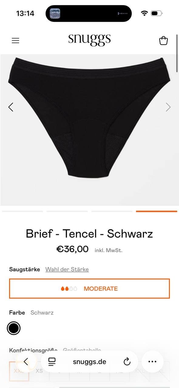 Periodenunterwäsche Grösse XXS