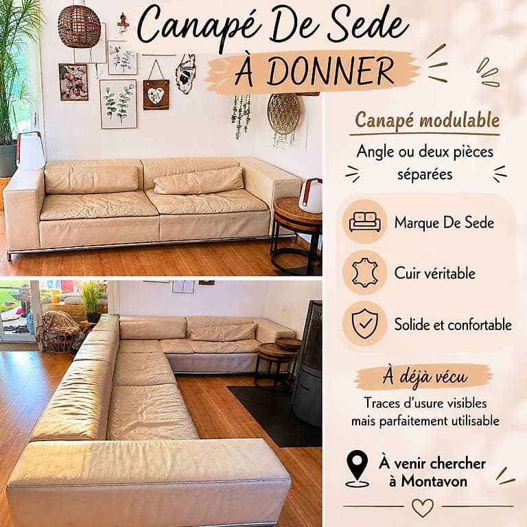 Canapé angle en cuir DeSede