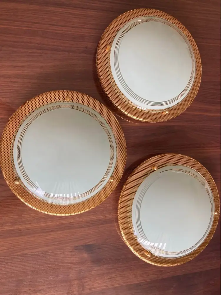 Deckenlampen Glas/Messing Rund D 30 cm