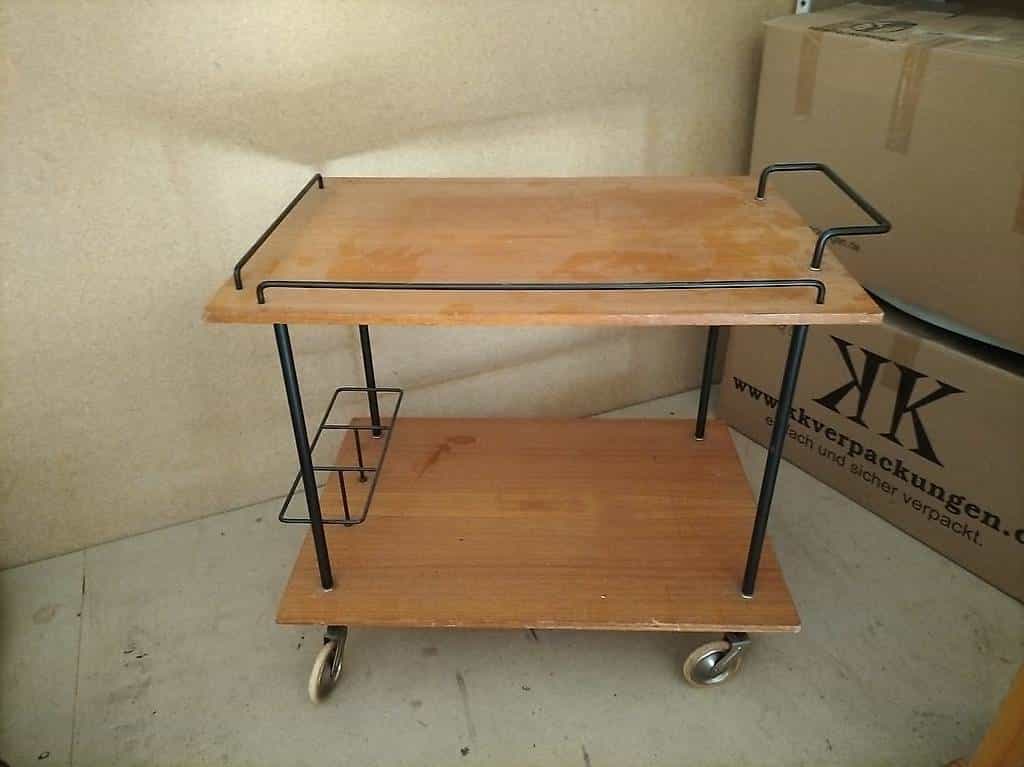 Servierwagen Holz Metall Rollen vintage Zustand 2 Ebenen