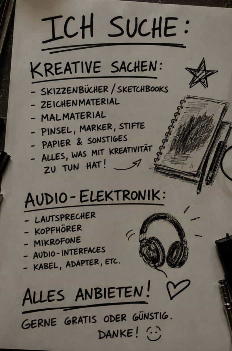Kreative Sachen und Audio-Elektronik zu verschenken