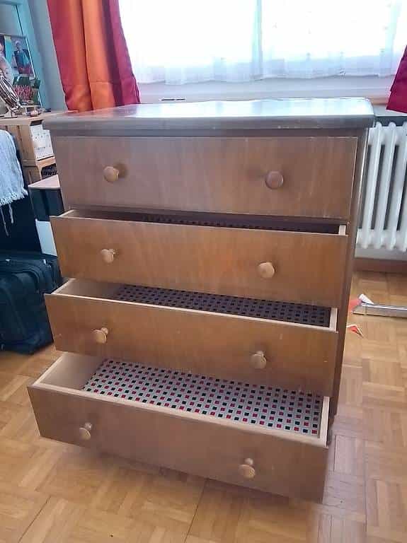 Kommode Holz Holzfurnier mit 4 Schubladen