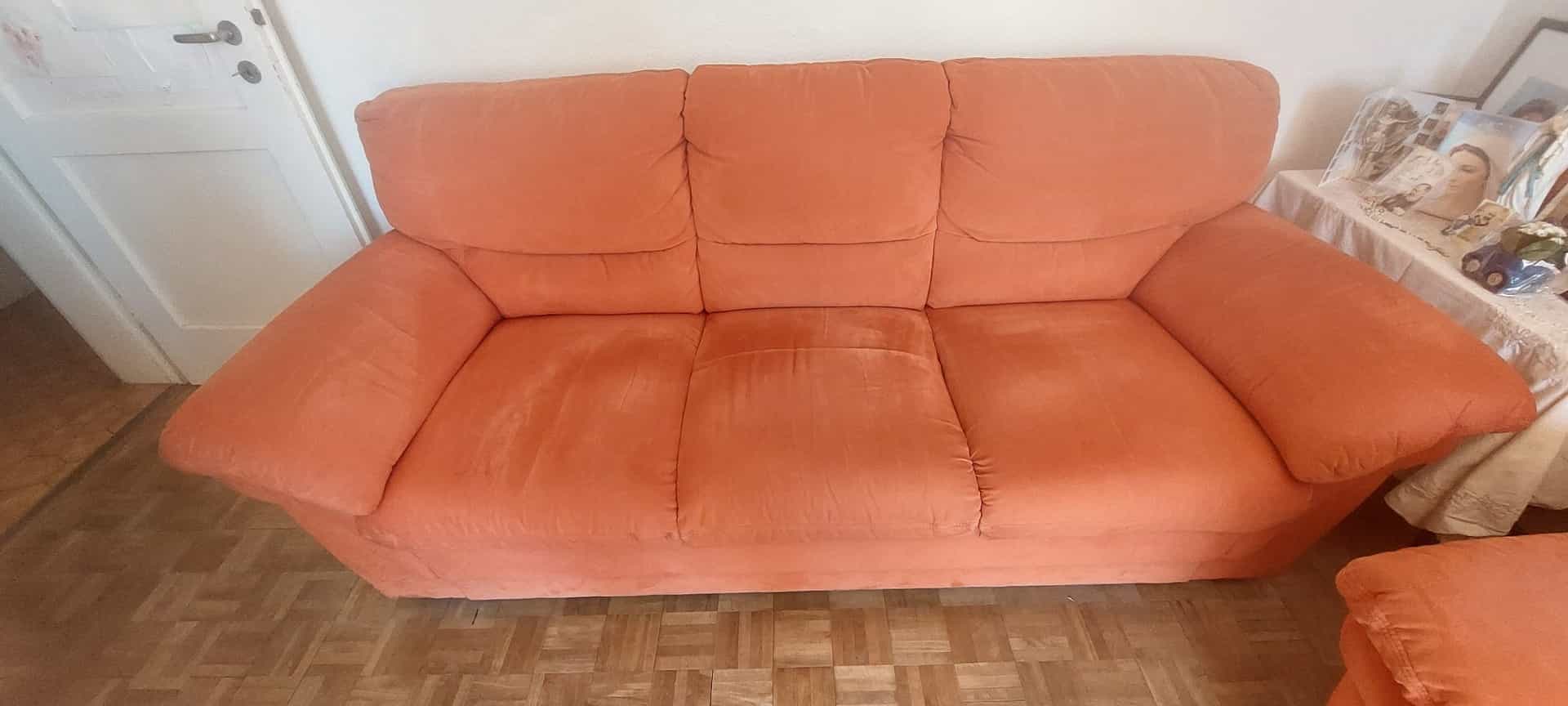 Sofa-Set 3-Sitzer, 2-Sitzer und Sessel, orange