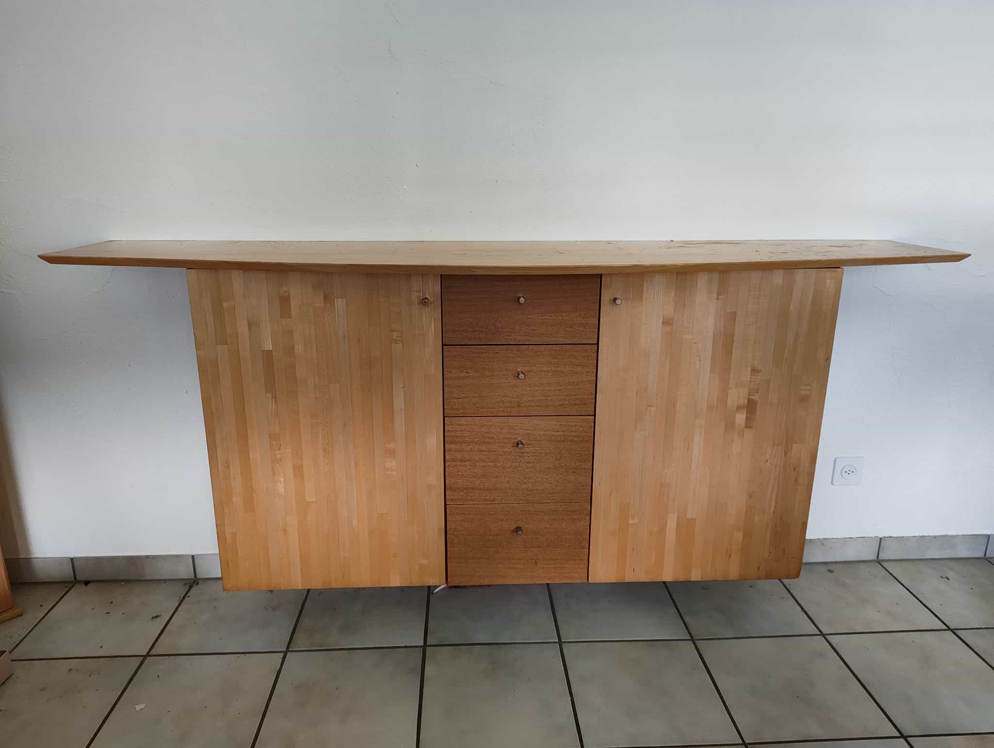 Sideboard Holz Massiv Buche natur/dunkelbraun, XL