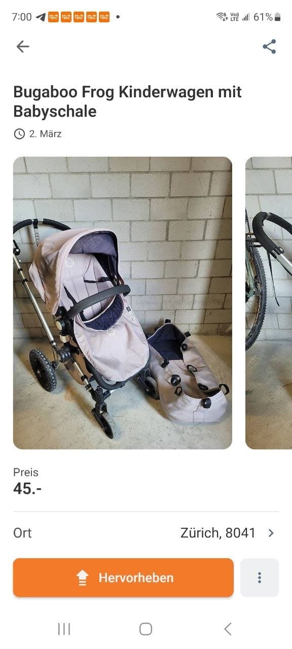 Bugaboo Frog Kinderwagen grau