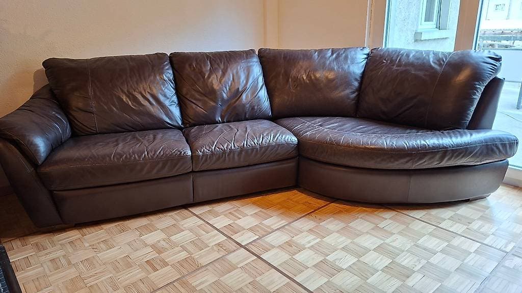 Canapé d'angle en cuir véritable