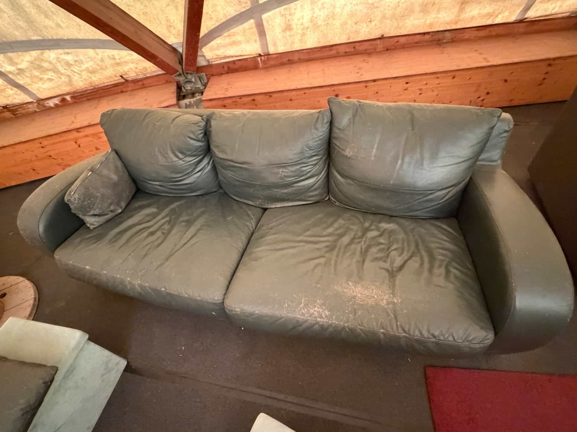 Ledersofa 3-Sitzer, grau