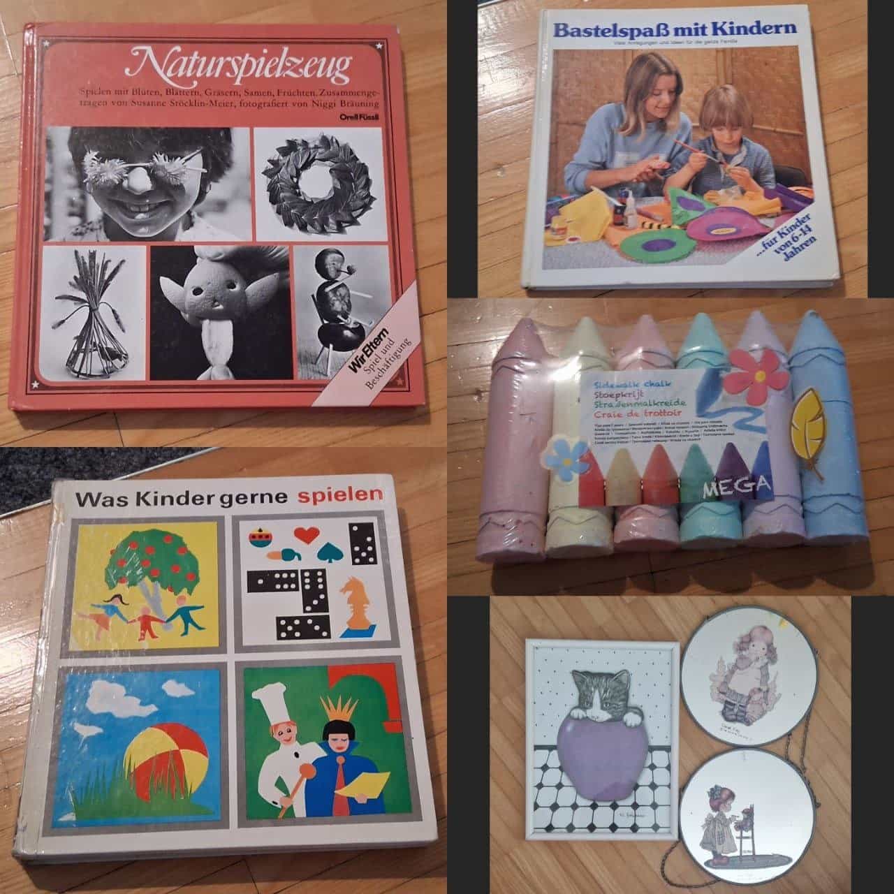 Kinderbücher, Spielzeug und Bastelmaterial