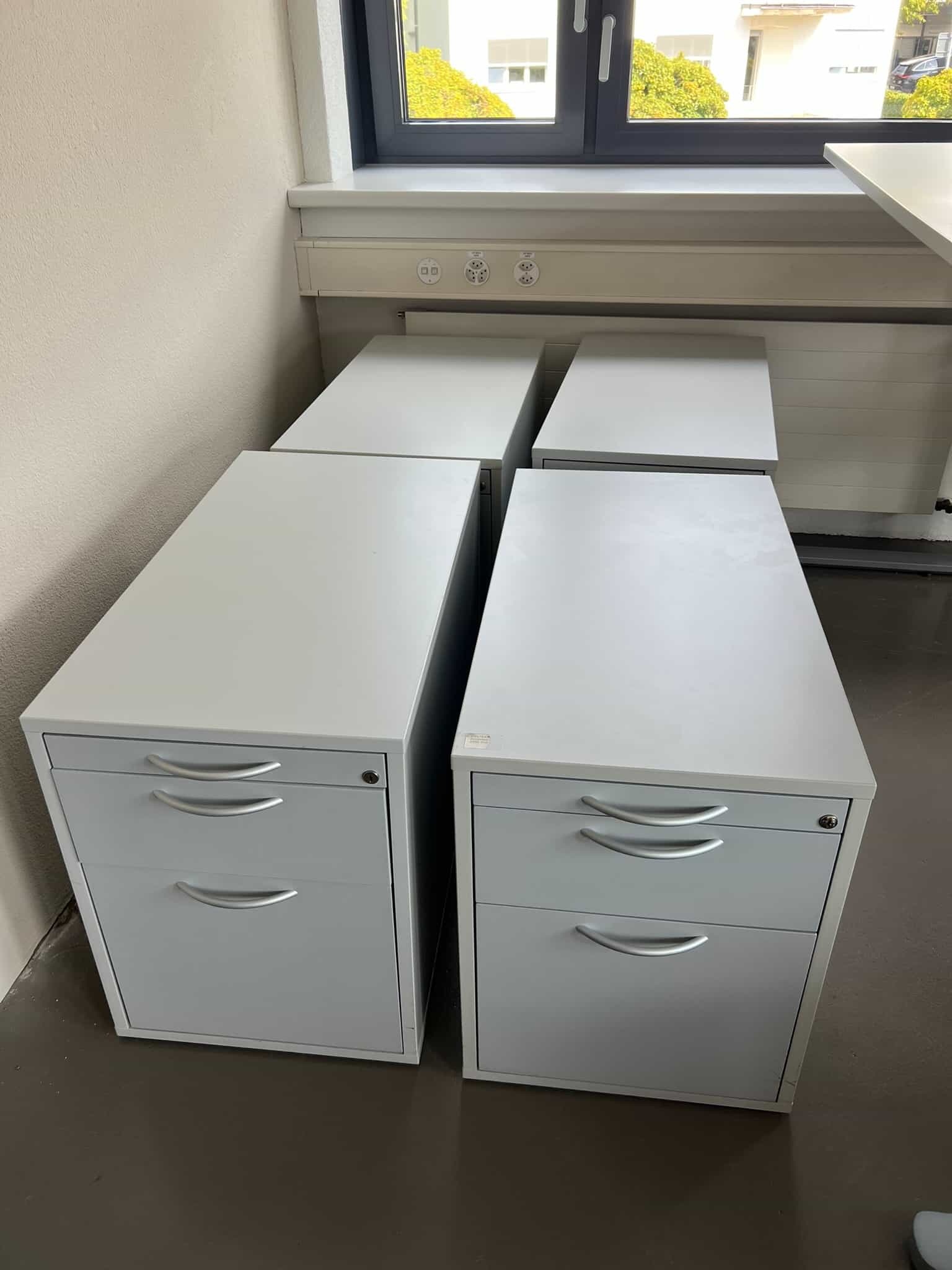 Schreibtischcontainer, grau, 4 Stück