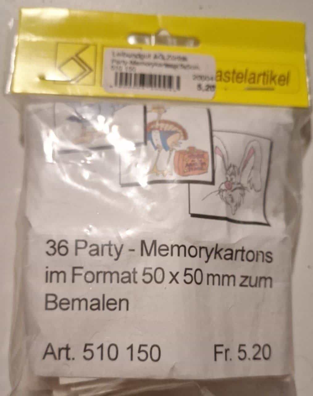 36er Party-Memorykarten zum Bemalen