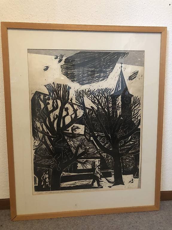 Holzschnitt U. Bleis St Jakob Kirche Sissach