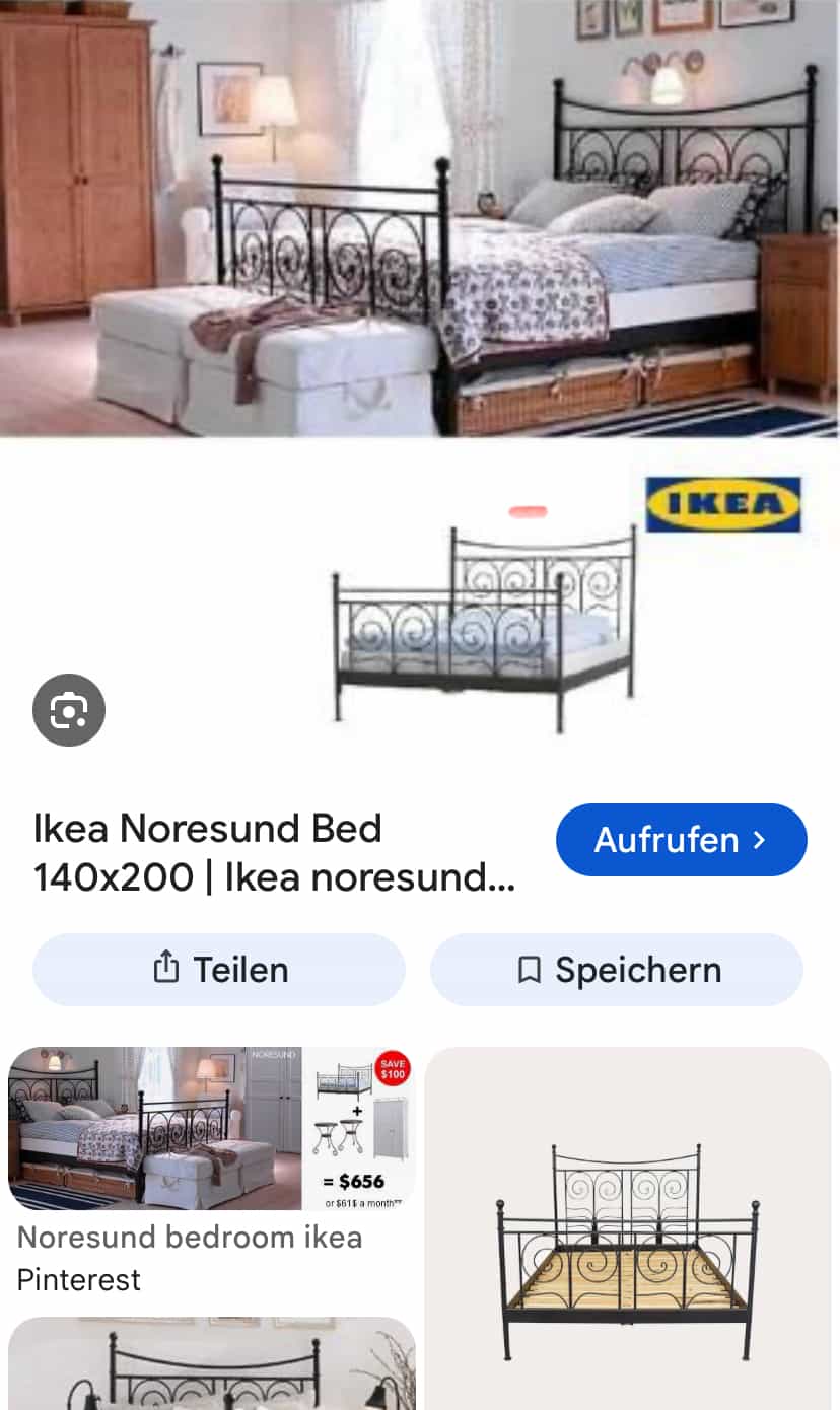 Metallbett IKEA Noresund schwarz, 140x200
