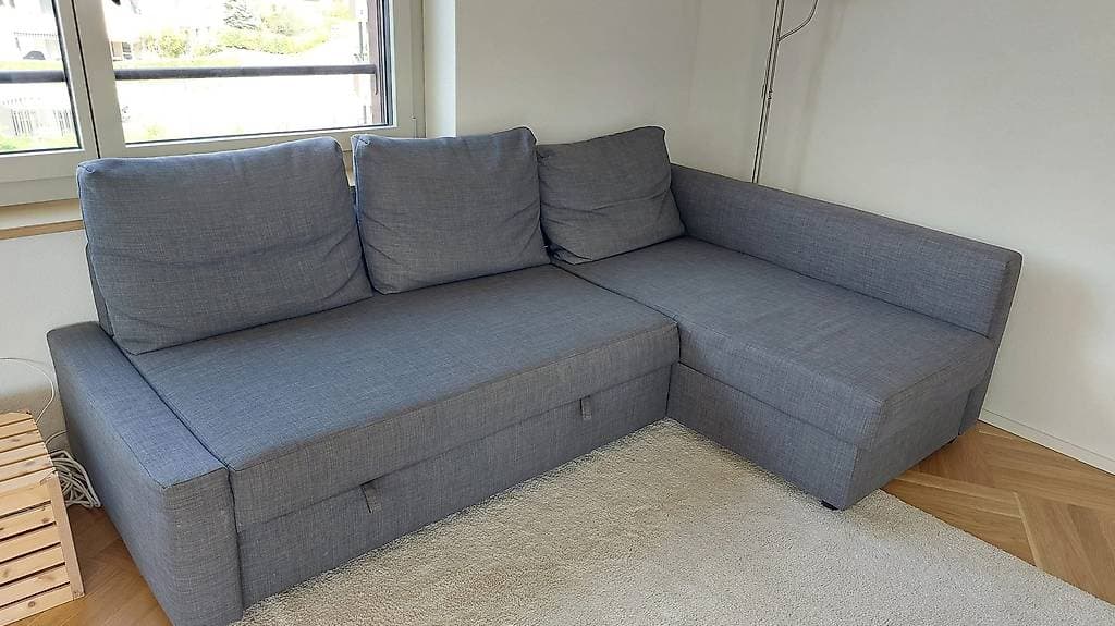 Eckbettsofa mit Bettkasten Ikea FRIHETEN dunkgelgrau