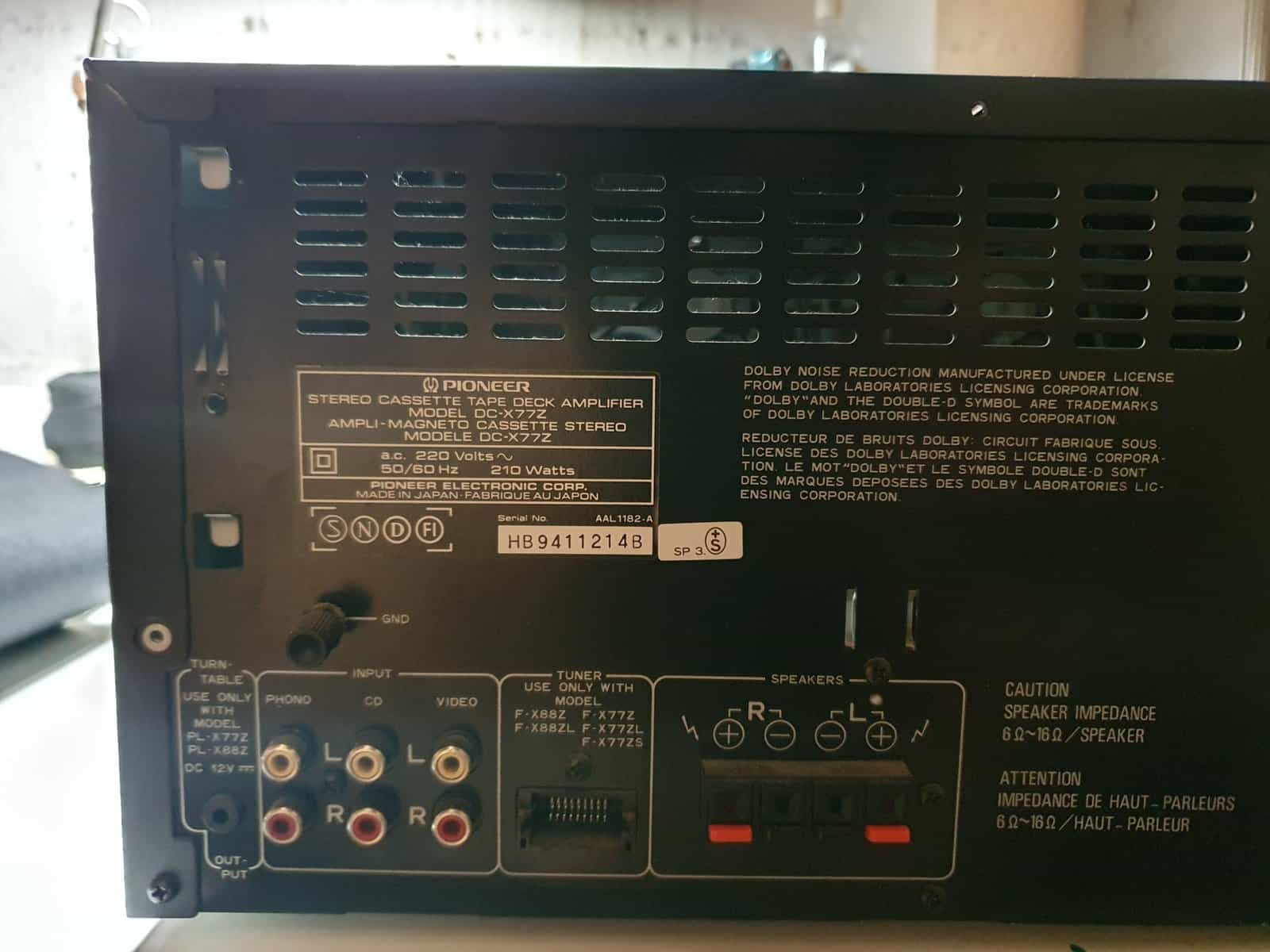 Ampli Pioneer avec lecteur cassette à donner