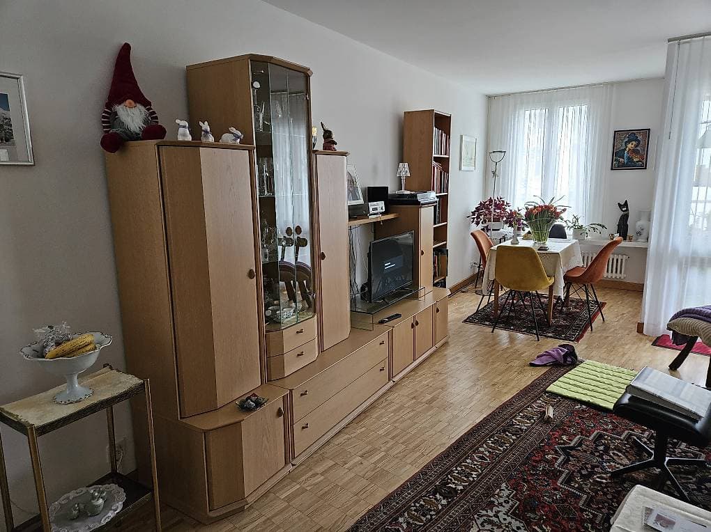 Leere Wohnwand Buche