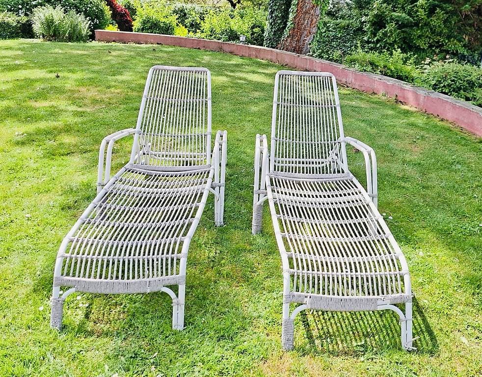 Au plus offrant: 2 chaises longues + coussins
