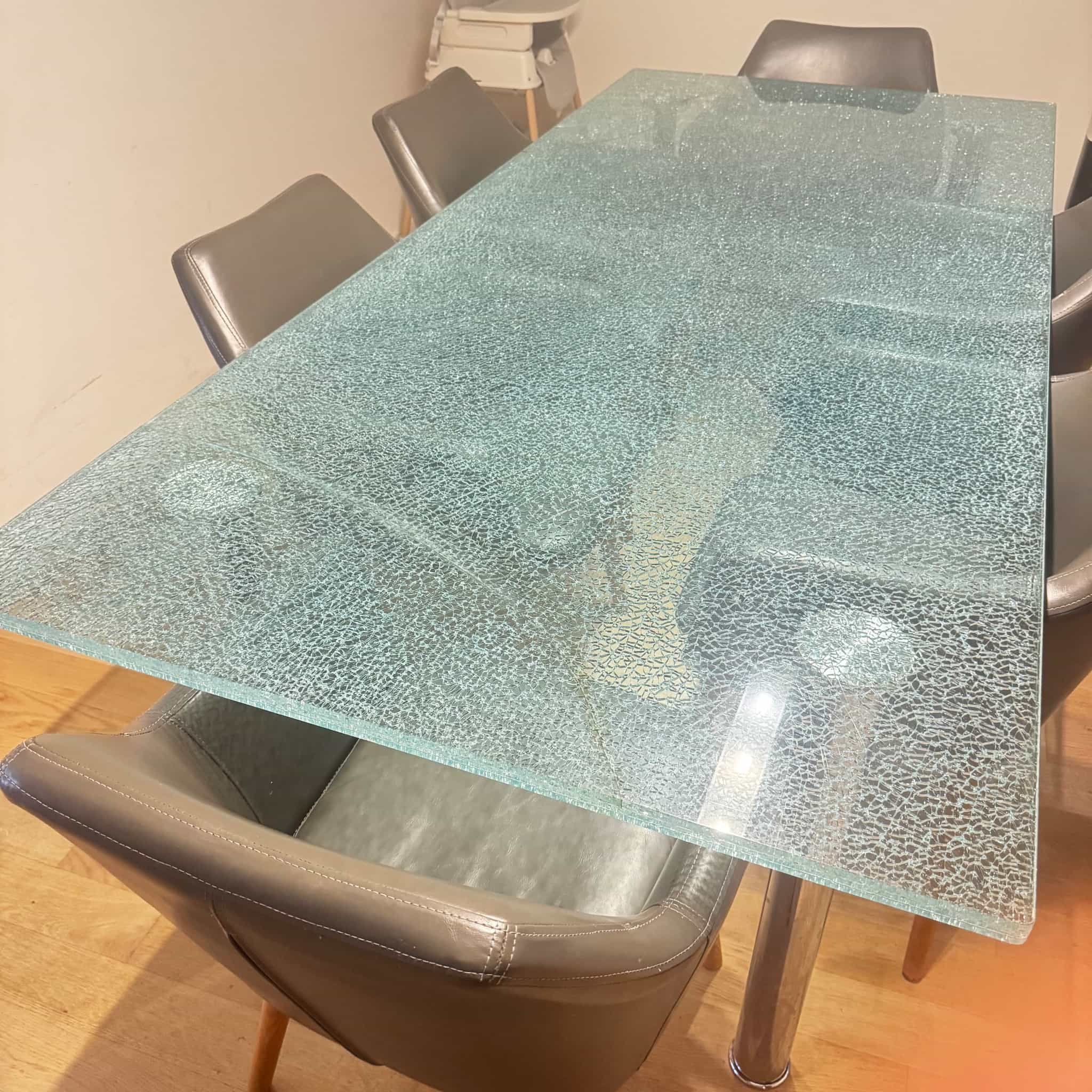 Table à manger verre, vert d'eau