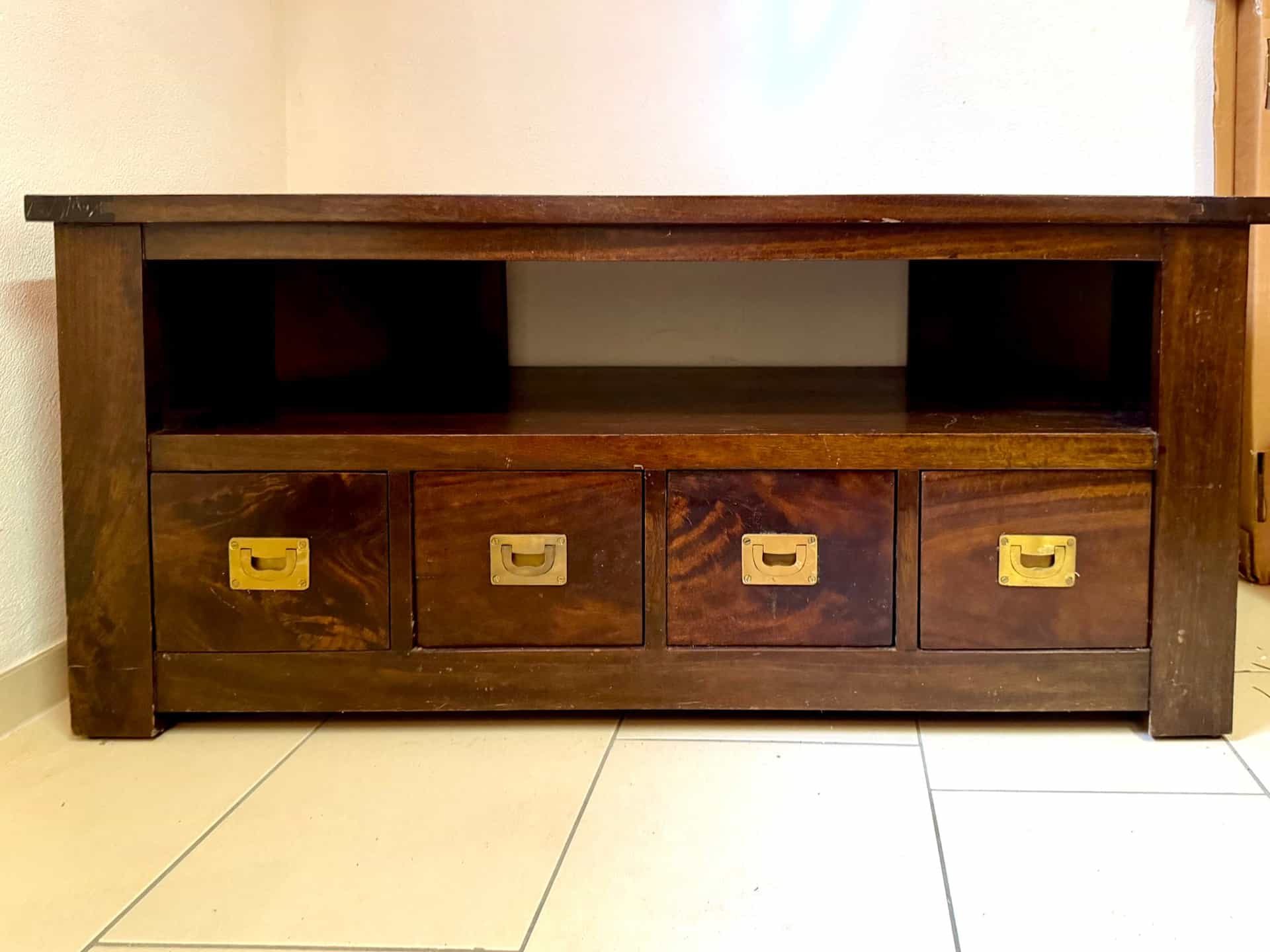 Wooden TV Stand with Drawers, Brown
