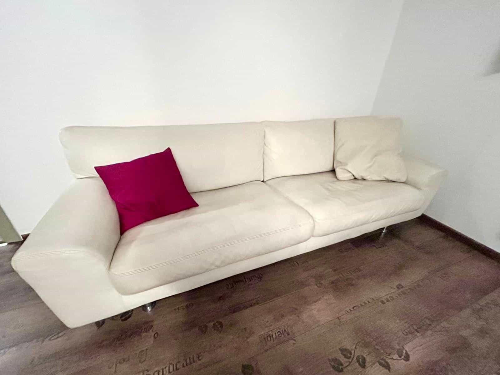 Ledersofa weiss