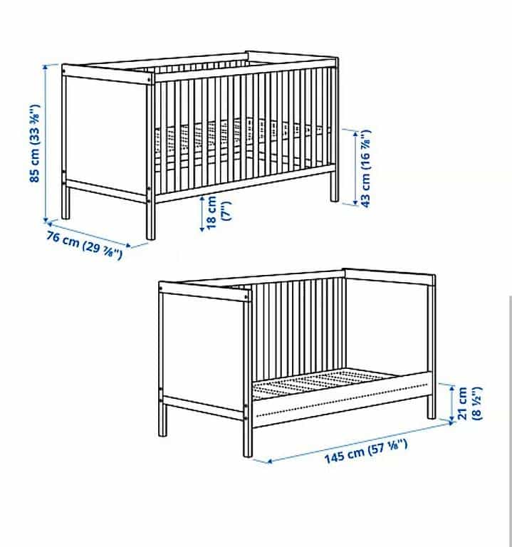 GRATIS SUNDVIK Babybett, weiß, 70x140 cm