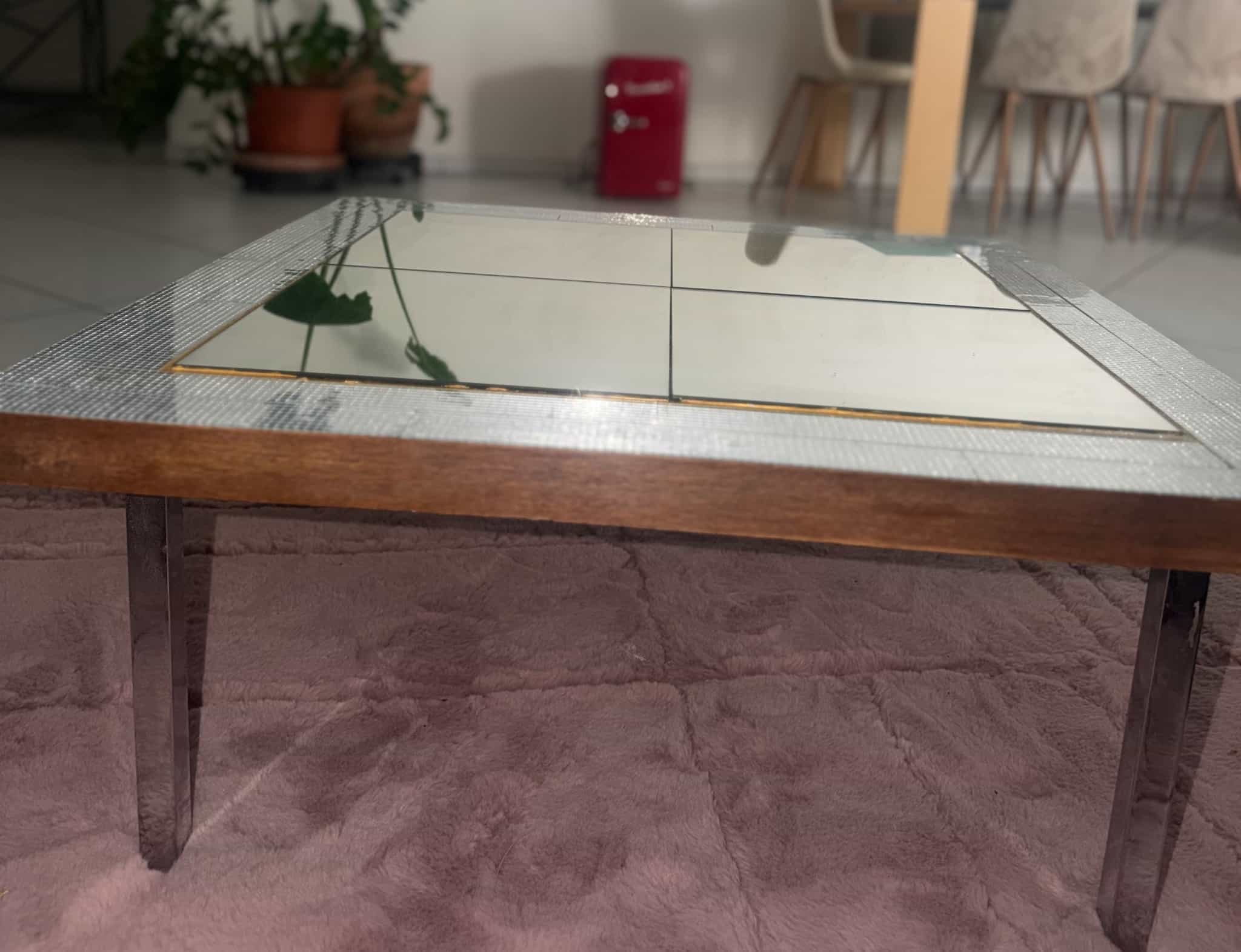 Coffee table, wood frame with tile top, white