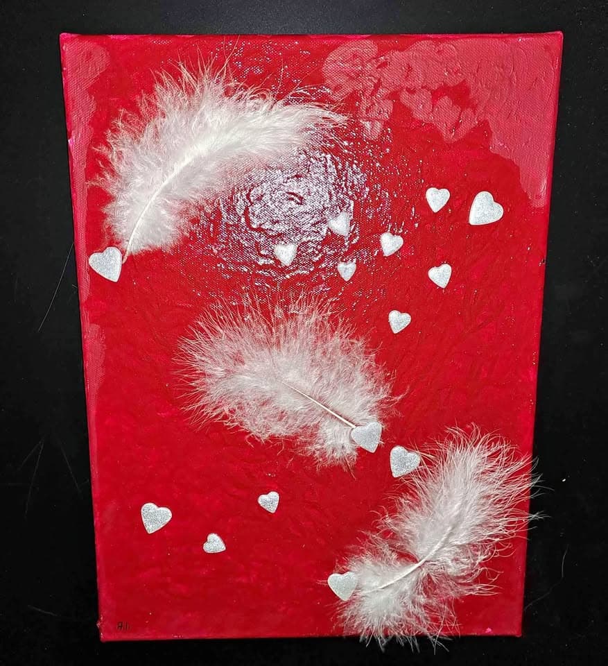 Acrylbild "Federn" gemalt auf Leinwand