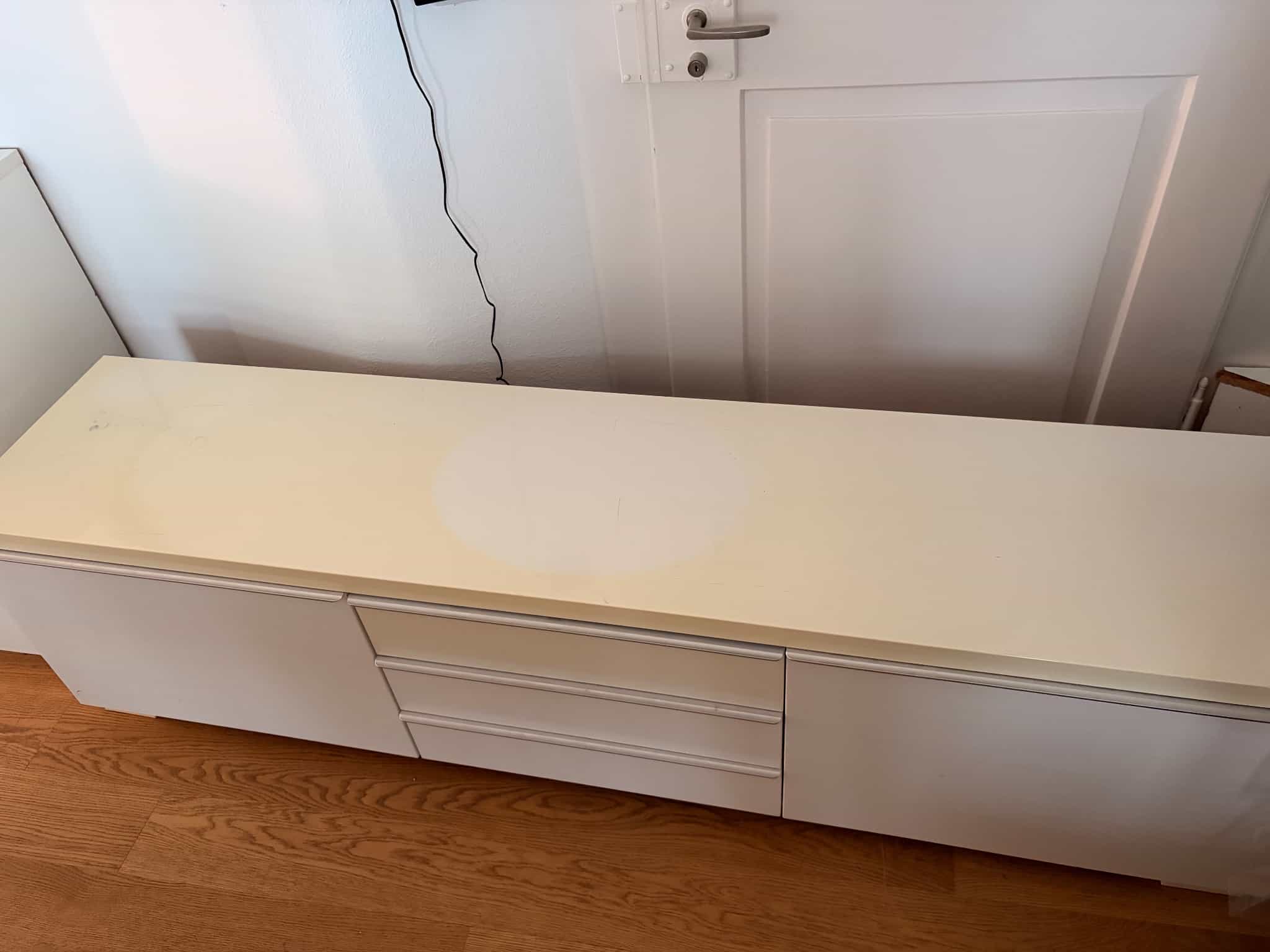TV Stand/Media Console, white with cream top