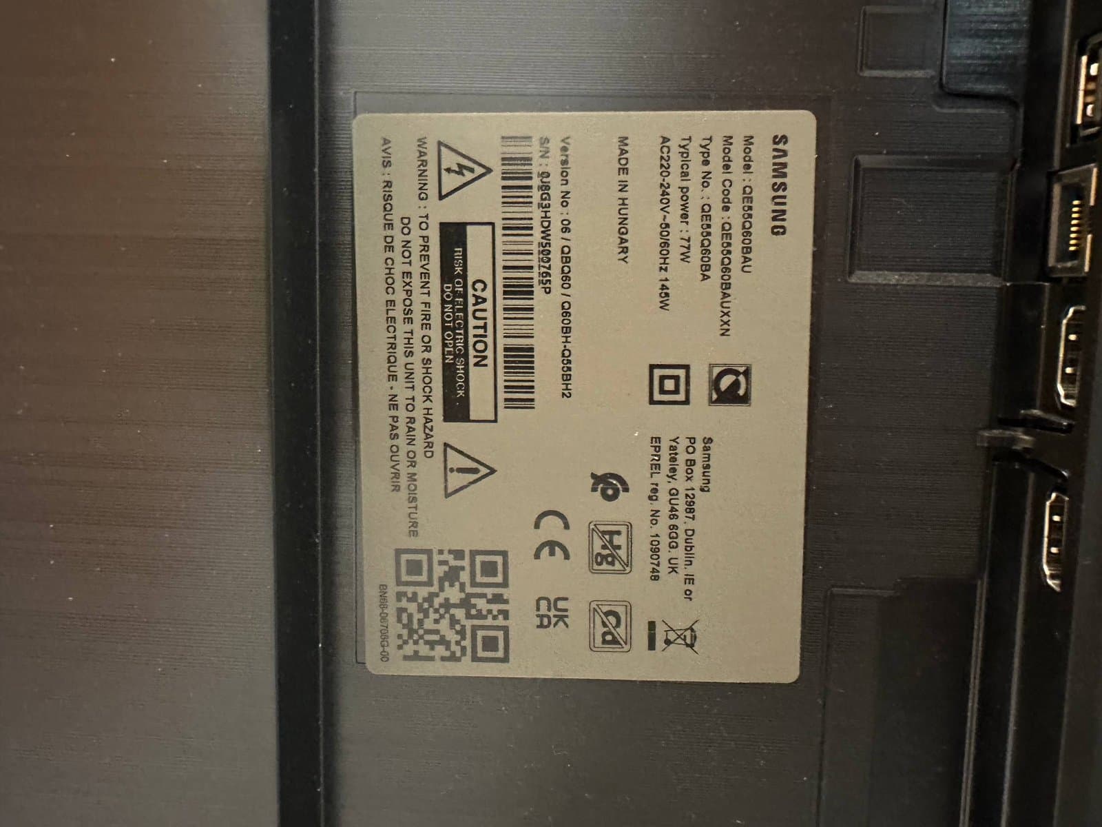 Samsung 50-Zoll Fernseher mit Displayschaden