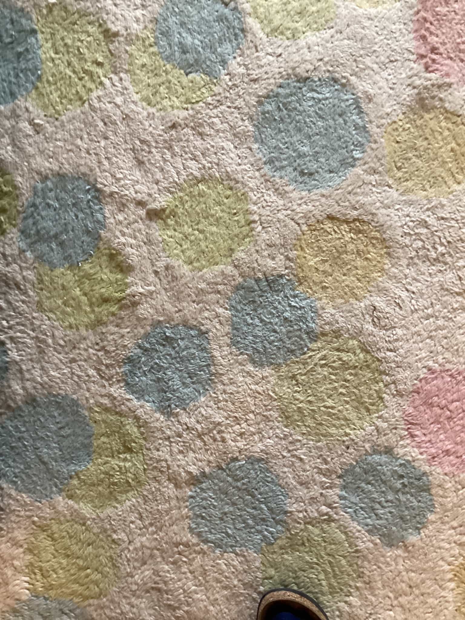 Teppich, Quadrate, Creme/Grün/Rosa