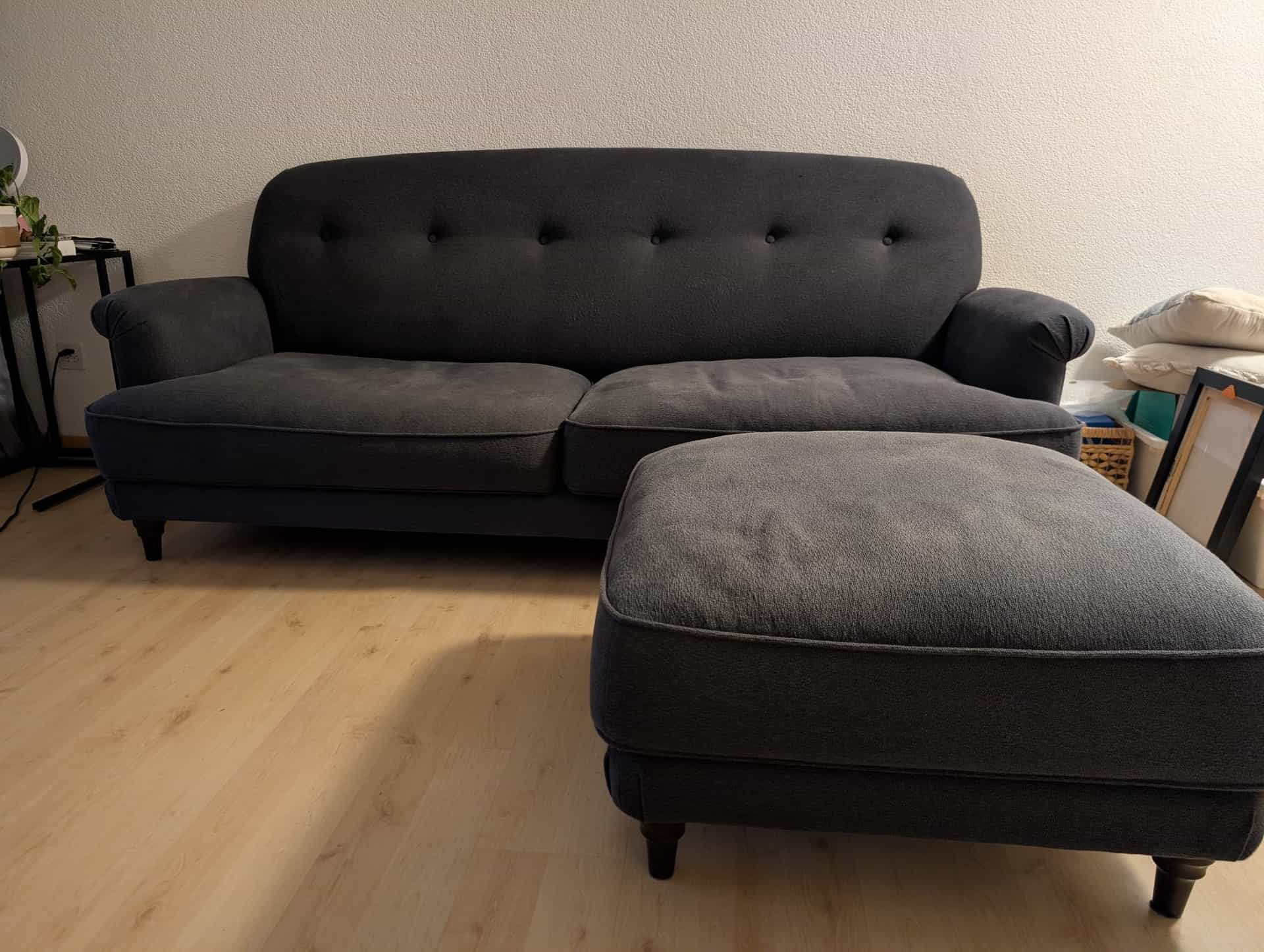 Sofa 3-Sitzer mit Hocker, dunkelgrau